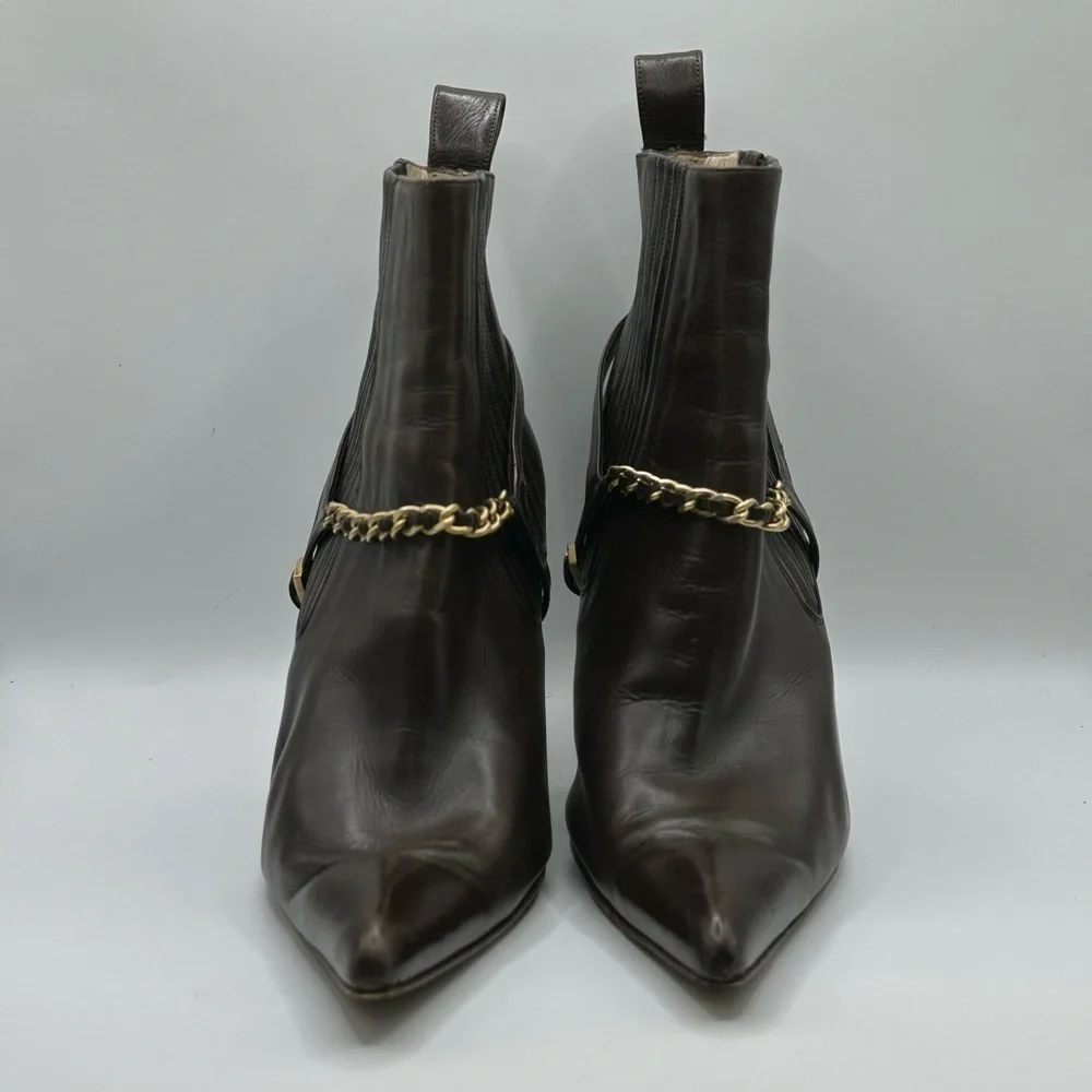 Chanel | Brown Leather Ankle Boots | 36.5 EU